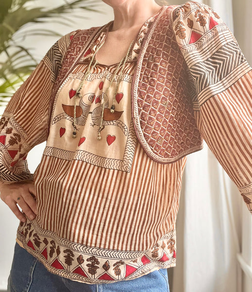 Vintage  1970's Indian Cotton Waistcoat Rare