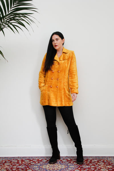 Vintage 1970's Velvet Towelling Gold Mustard Jacket