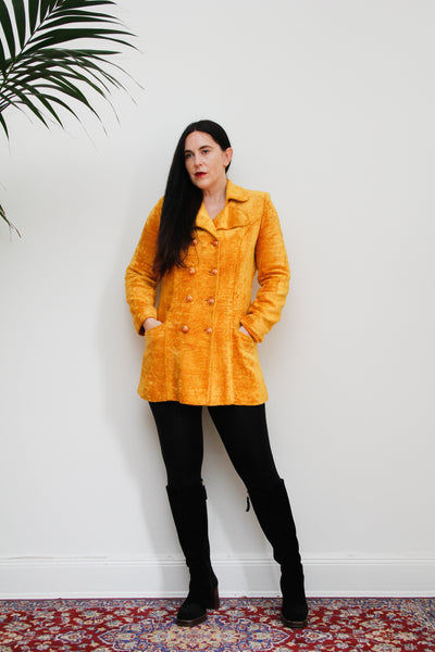 Vintage 1970's Velvet Towelling Gold Mustard Jacket