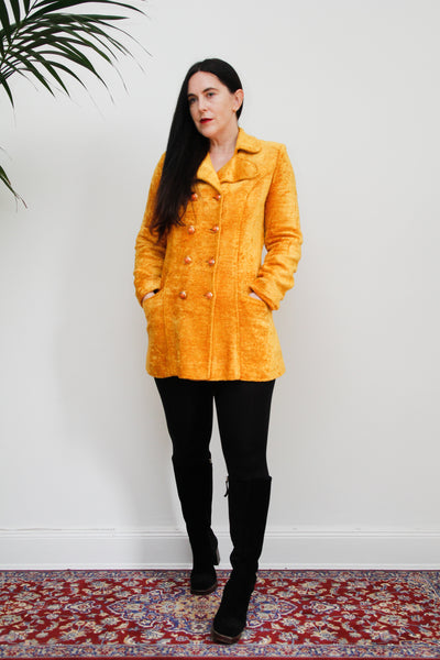 Vintage 1970's Velvet Towelling Gold Mustard Jacket