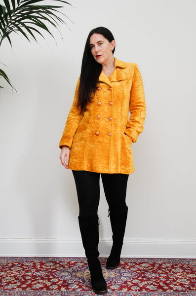 Vintage 1970's Velvet Towelling Gold Mustard Jacket