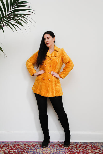 Vintage 1970's Velvet Towelling Gold Mustard Jacket