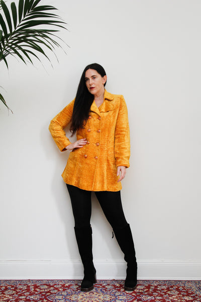 Vintage 1970's Velvet Towelling Gold Mustard Jacket