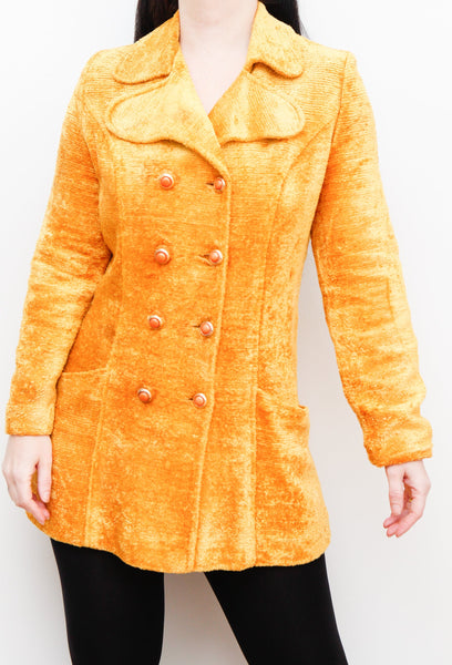 Vintage 1970's Velvet Towelling Gold Mustard Jacket