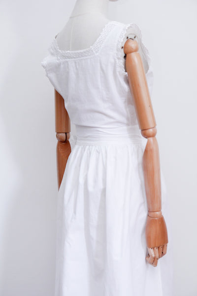 Antique Cotton Anglaise White Floral Prairie Top and Prairie Cotton Maxi Skirt