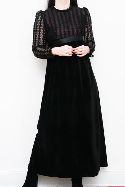 Vintage Angela Gore Velvet Lace Maxi Dress