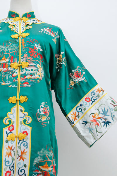 Antique Vintage Chinese Silk Embroidered Robe Coat Kimono