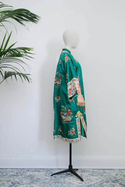 Antique Vintage Chinese Silk Embroidered Robe Coat Kimono