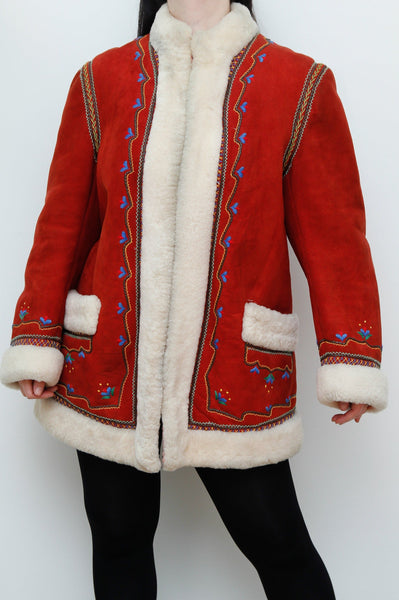 Original Vintage Folklore Polish Sheepskin Coat Rare