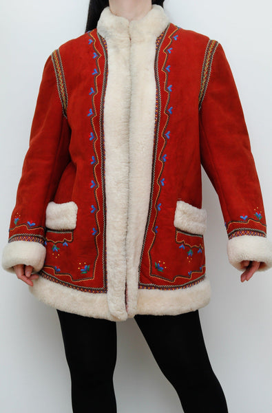 Original Vintage Folklore Polish Sheepskin Coat Rare
