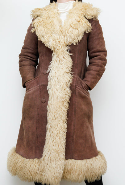 1970's Afghan Penny Lane Suede Sheepskin Maxi Coat