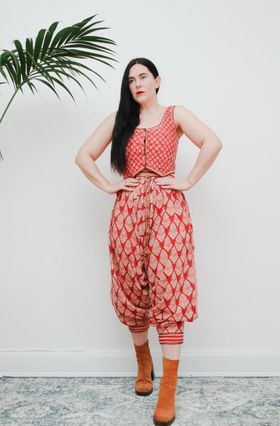 Vintage Anokhi Rare Indian Cotton Waistcoat and Matching Harem Trousers