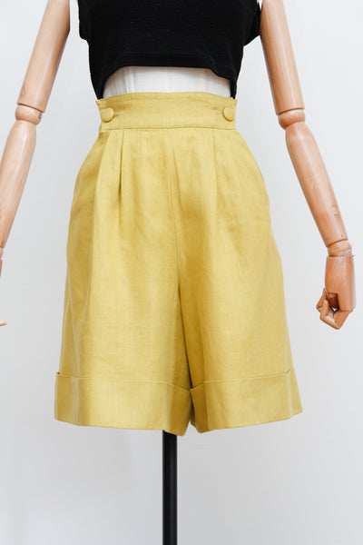 1980's High Waist Linen Shorts
