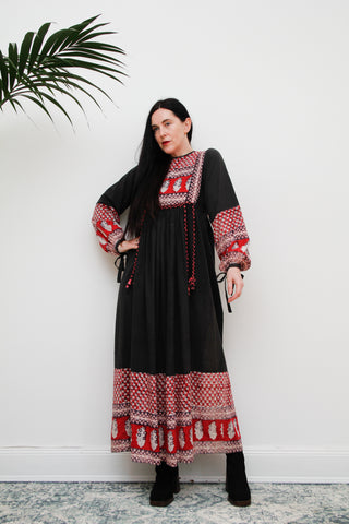 1970's Indian Cotton Block Folklore Dress Rare