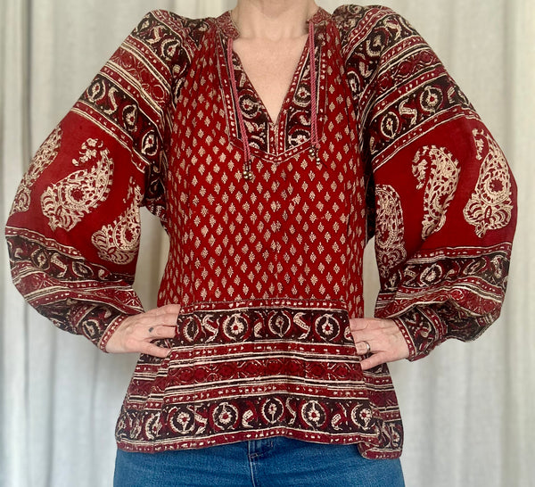 1970's Rare Indian Cotton Gauze Tunic Top