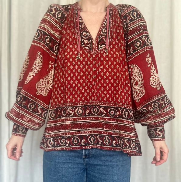 1970's Rare Indian Cotton Gauze Tunic Top