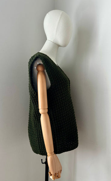 1970's Green Cable Knitted Tank Top