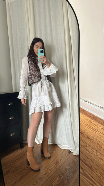 Rare Vintage Indian Cotton Gauze Waistcoat | Quilted Floral Bohemian Vest