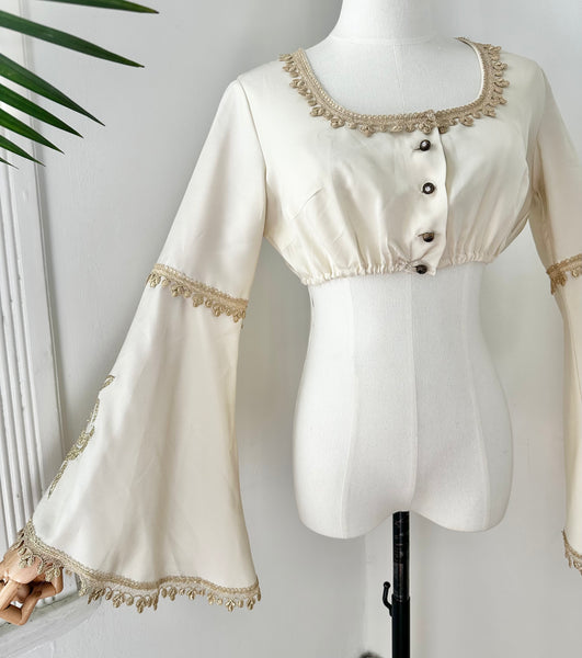 1970's Kaftan  Angel Wide Sleeve Crop Top