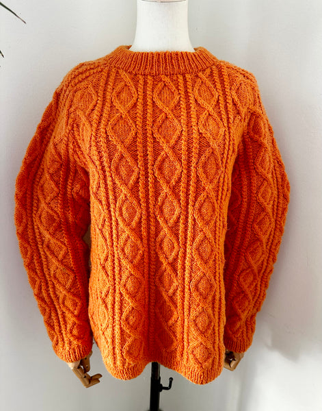 1970's Pumpkin Cable Knitted  Jumper