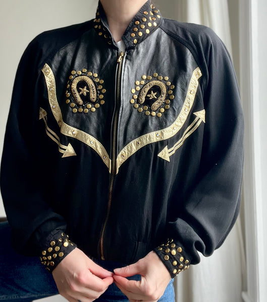 1970's Cowboy Leather Western Bomber Jacket Rare