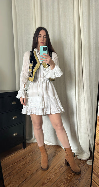 Vintage 1960s Velvet Waistcoat | Navy Ottoman Embroidered Bohemian Vest