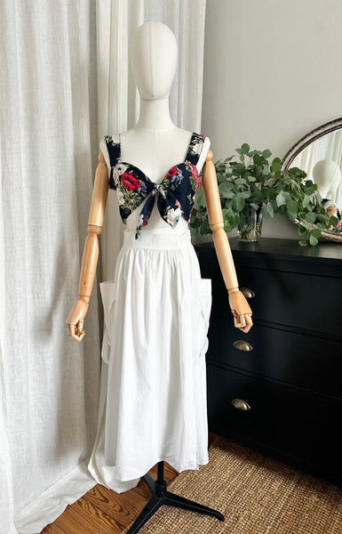 Vintage 1980s Floral Tie Front Bralette Crop Top