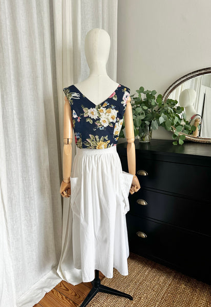 Vintage 1980s Floral Tie Front Bralette Crop Top