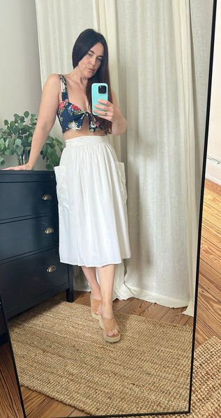 Vintage 1980s Floral Tie Front Bralette Crop Top