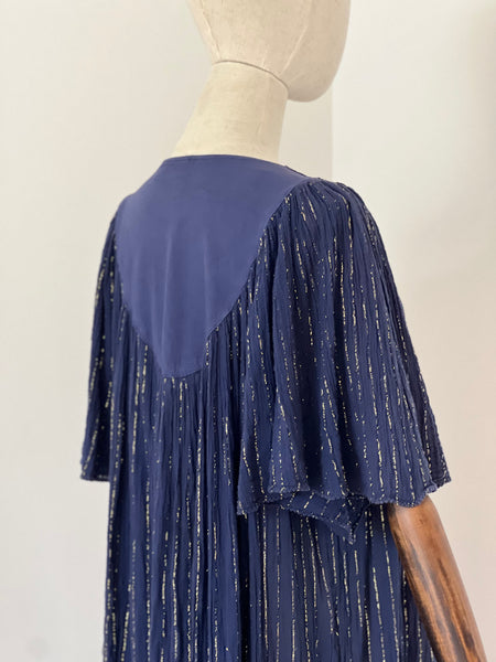 1970's Indian Gauze Crinkle Cotton Smock Dress