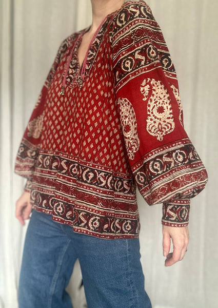 1970's Rare Indian Cotton Gauze Tunic Top