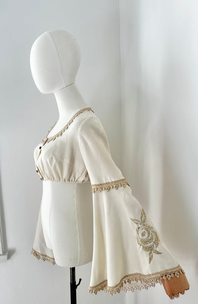 1970's Kaftan  Angel Wide Sleeve Crop Top