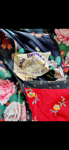 Rare Ann Reeves & Co Vintage Dress – Navy Pink Floral Bohemian