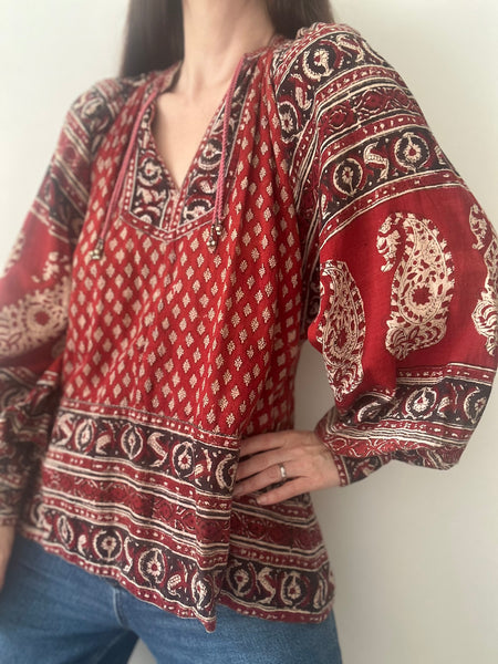 1970's Rare Indian Cotton Gauze Tunic Top