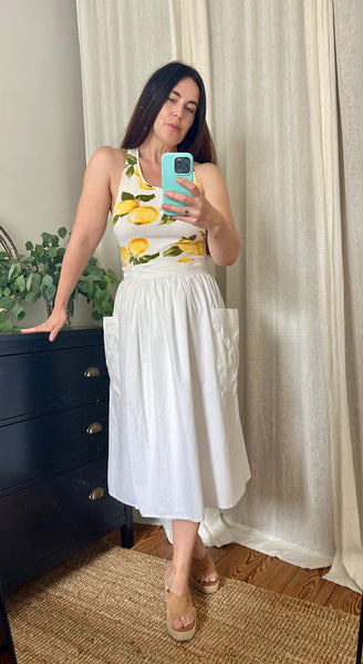 Vintage 1980s Lemon Print Jersey Cotton Vest Top