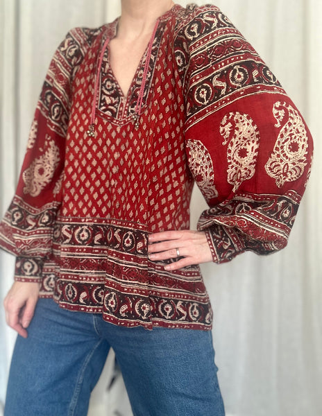 1970's Rare Indian Cotton Gauze Tunic Top