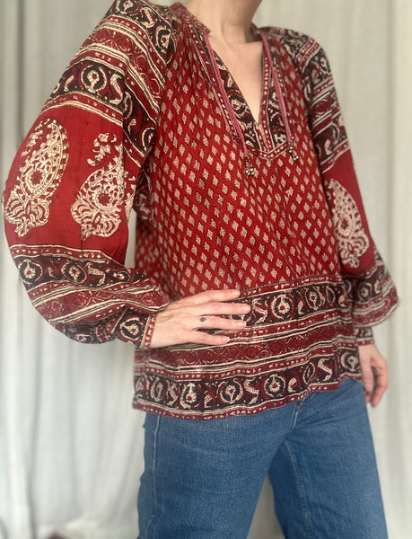 1970's Rare Indian Cotton Gauze Tunic Top