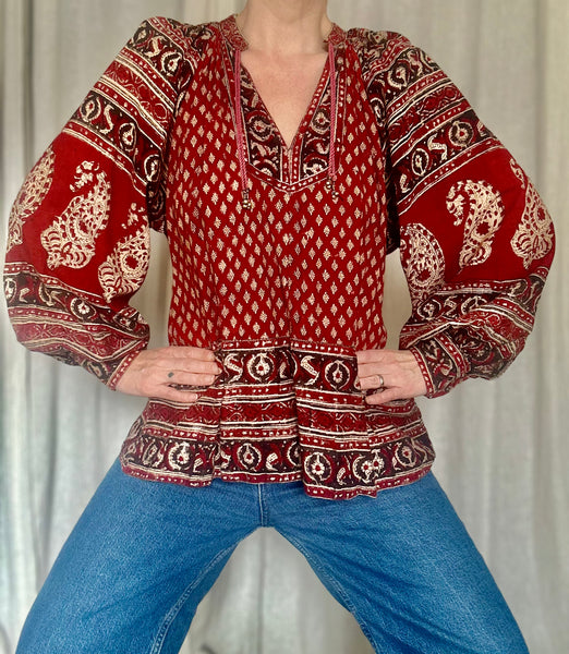 1970's Rare Indian Cotton Gauze Tunic Top