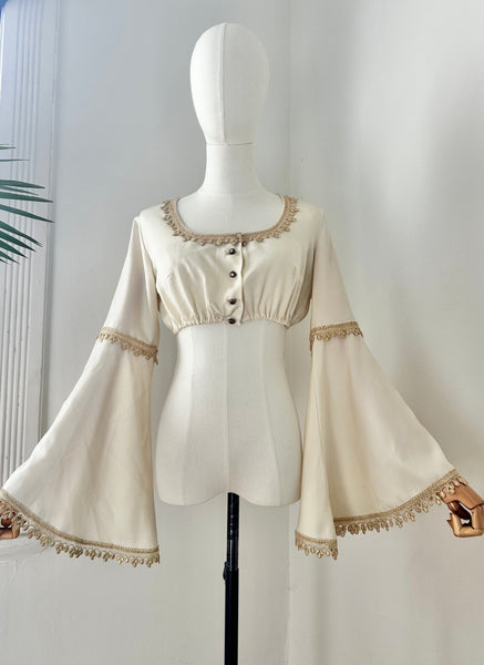 1970's Kaftan  Angel Wide Sleeve Crop Top
