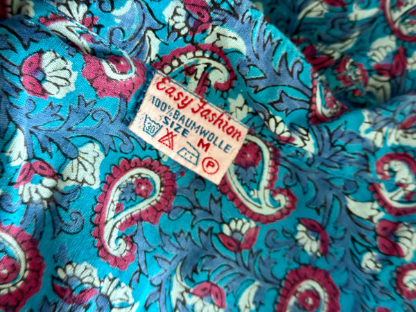 Rare 1970s Indian Block Print Cotton Blouse - Smock Tunic