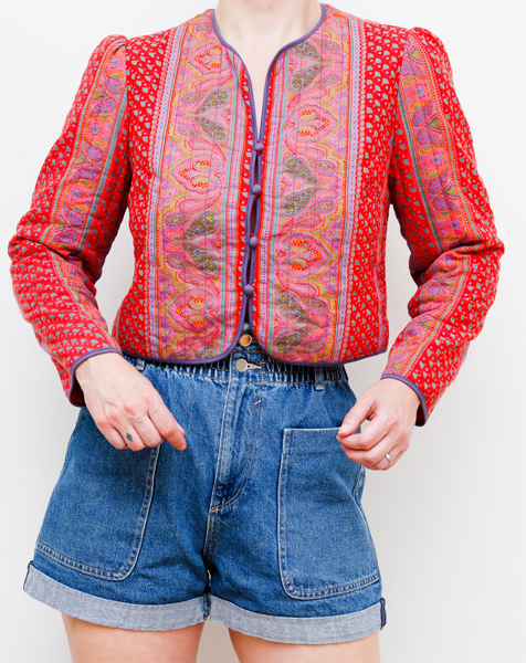 1970's Quilted Indian Cotton Folklore Jacket