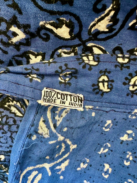 Rare Vintage Indian Cotton Block Print Wrap Maxi Skirt
