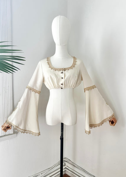 1970's Kaftan  Angel Wide Sleeve Crop Top