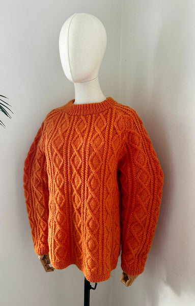 1970's Pumpkin Cable Knitted  Jumper