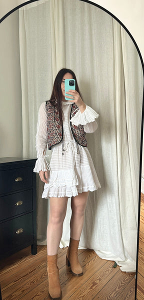Rare Vintage Indian Cotton Gauze Waistcoat | Quilted Floral Bohemian Vest