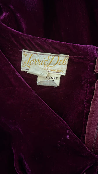 Rare 1960's Lorrie Deb Purple Magenta Velvet Mini Dress – Gothic Statement