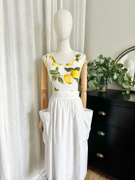Vintage 1980s Lemon Print Jersey Cotton Vest Top