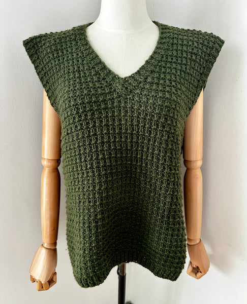 1970's Green Cable Knitted Tank Top