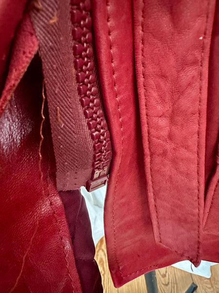 1970s Penny Lane Red Jacket with Sheepskin Collar