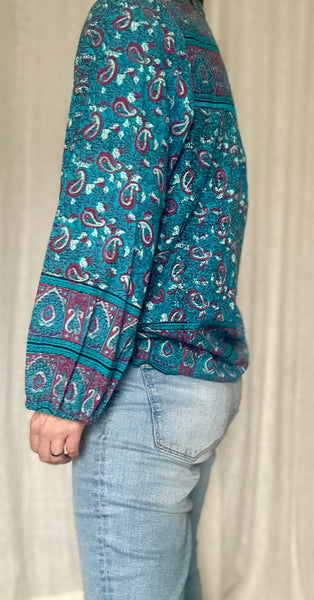 Rare 1970s Indian Block Print Cotton Blouse - Smock Tunic